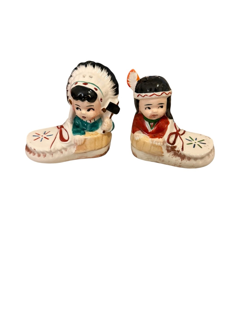 Vintage natives in moccasins shaker set